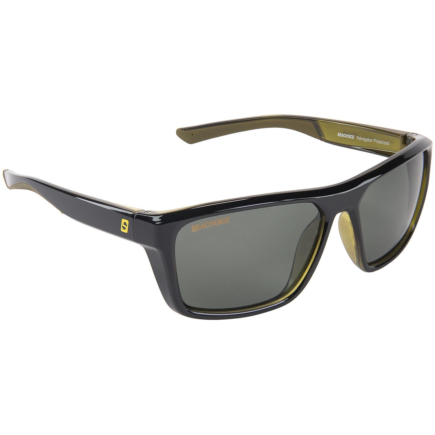 Navigator Polarized Sunglasses, Frame: Shiny Black/Green Backspray, Lens: Grey