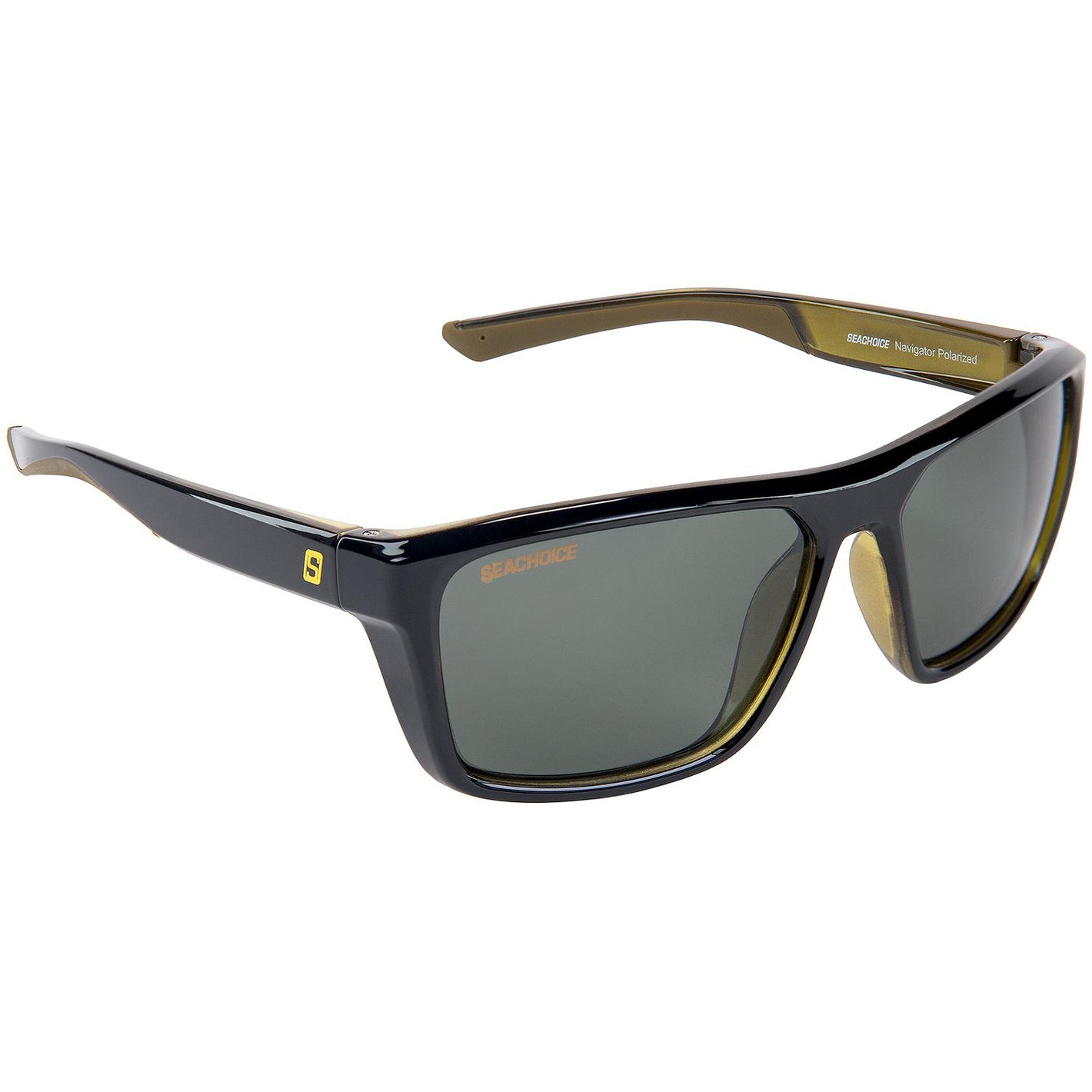 Navigator Polarized Sunglasses, Frame: Shiny Black/Green Backspray, Lens: Grey