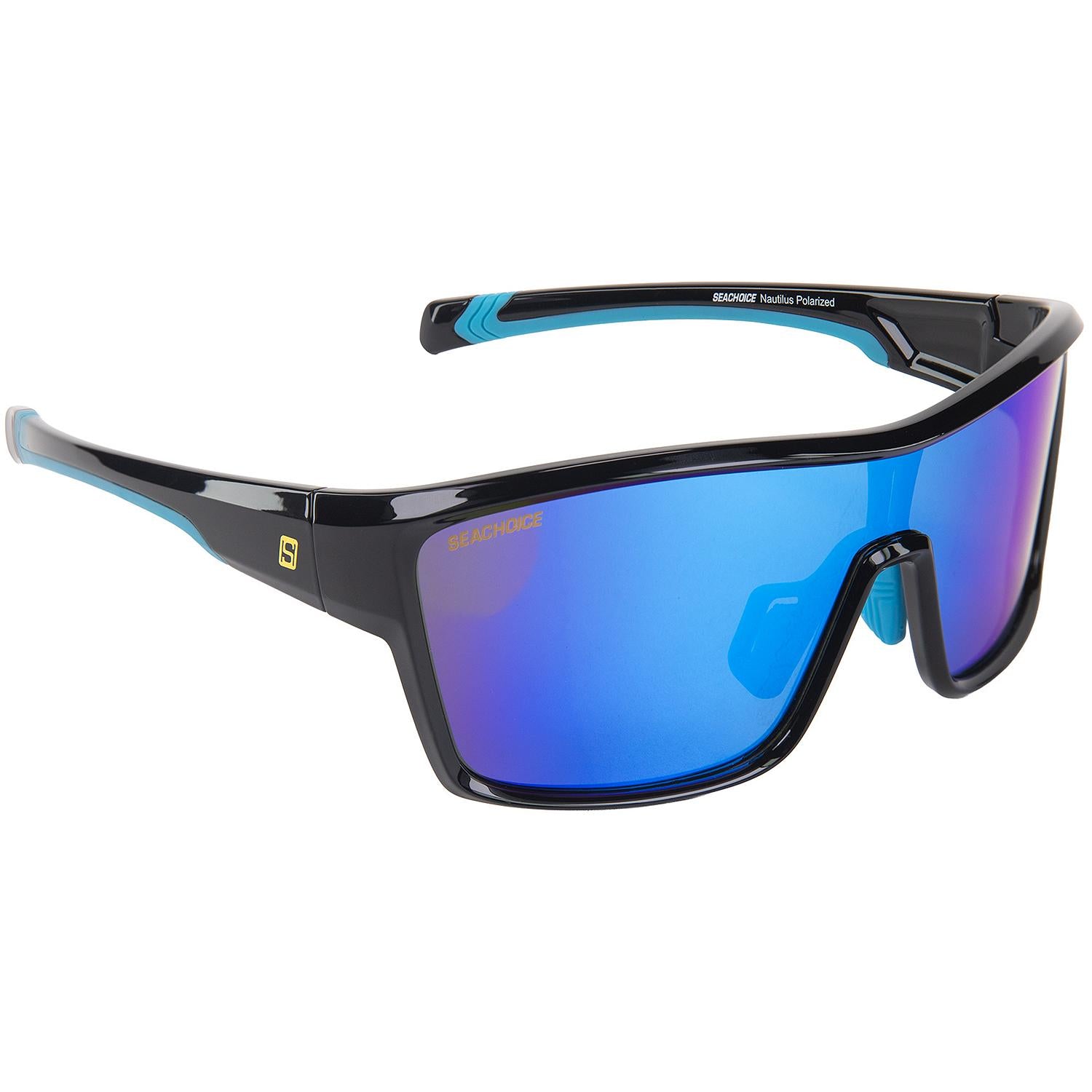 Nautilus Polarized Sunglasses, Frame: Shiny Black, Lens: Blue Mirror