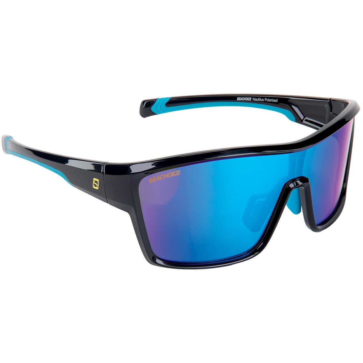 Nautilus Polarized Sunglasses, Frame: Shiny Black, Lens: Blue Mirror