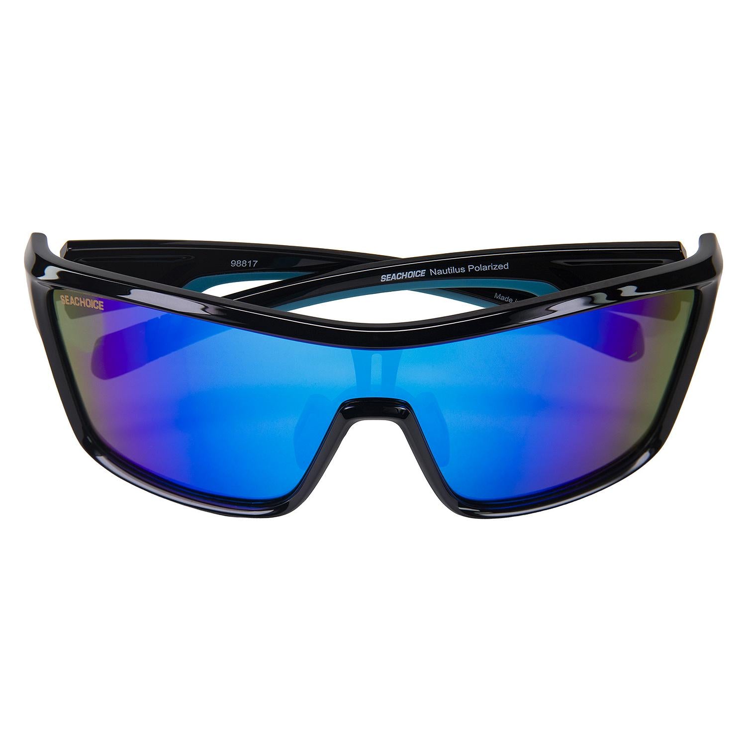 Nautilus Polarized Sunglasses, Frame: Shiny Black, Lens: Blue Mirror