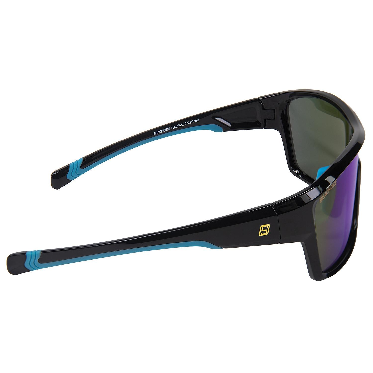 Nautilus Polarized Sunglasses, Frame: Shiny Black, Lens: Blue Mirror