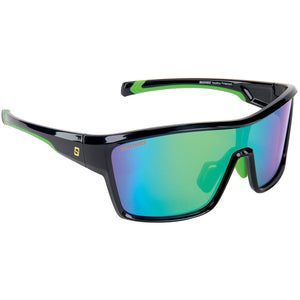 Nautilus Polarized Sunglasses, Frame: Shiny Black, Lens: Green Mirror