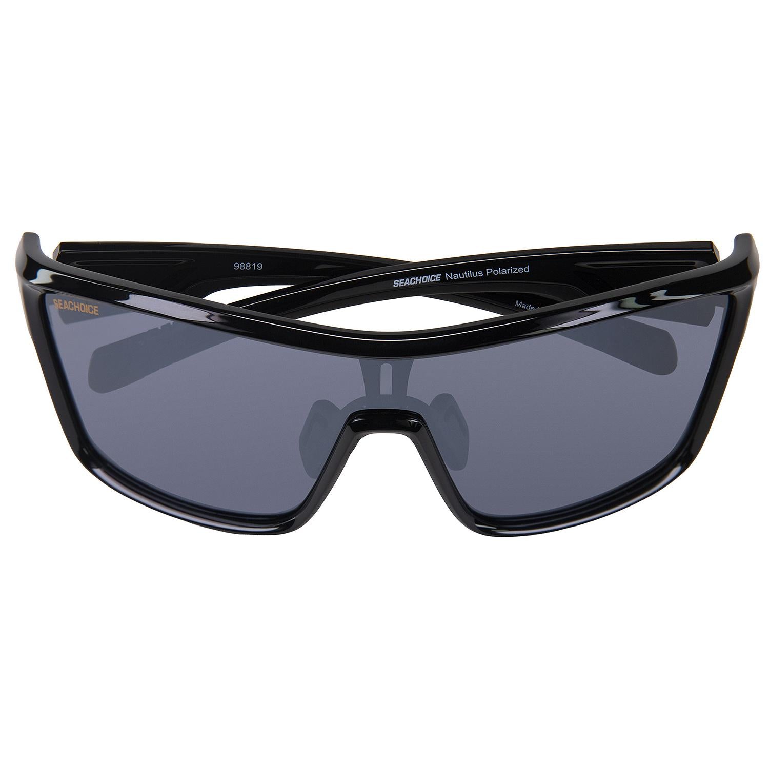 Nautilus Polarized Sunglasses, Frame: Shiny Black, Lens: Full Silver Mirror