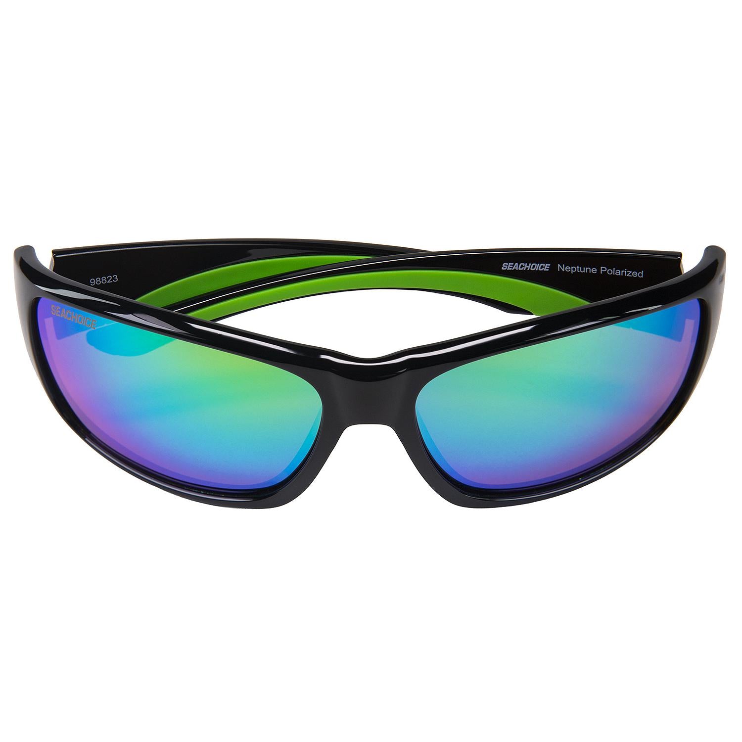 Neptune Polarized Sunglasses, Frame: Shiny Black, Lens: Green Mirror