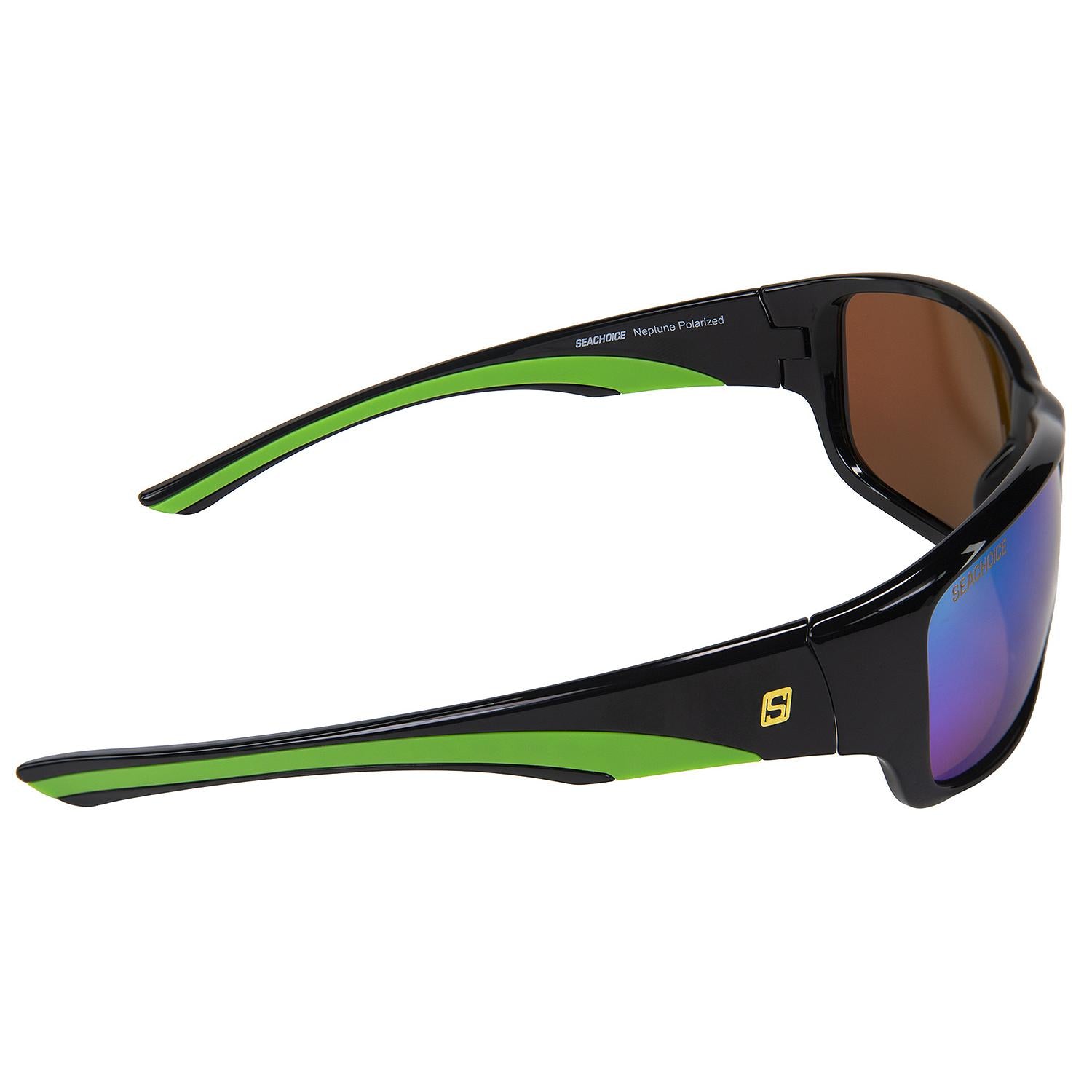 Neptune Polarized Sunglasses, Frame: Shiny Black, Lens: Green Mirror