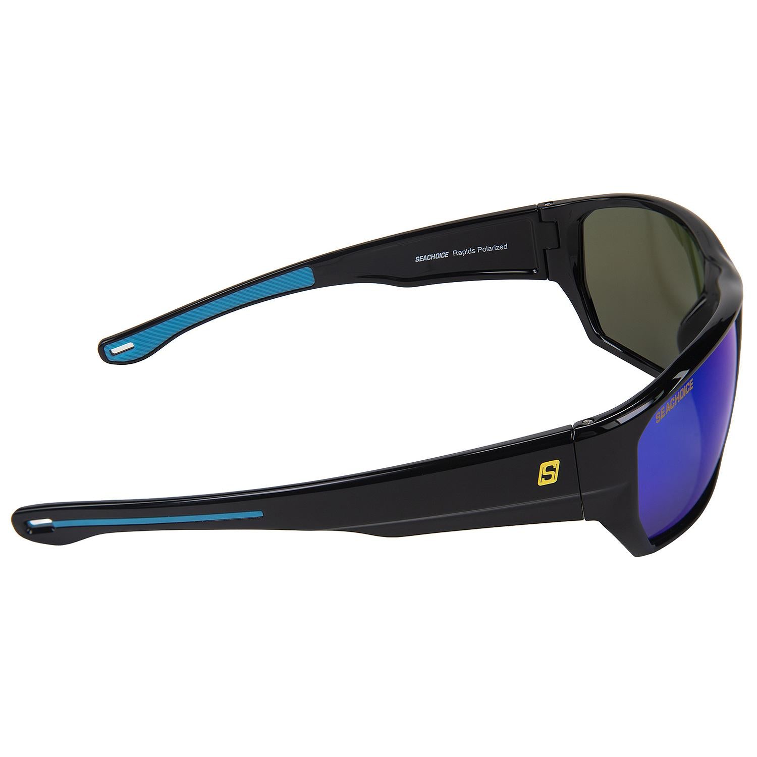 Rapids Polarized Sunglasses, Frame: Shiny Black, Lens: Blue Mirror