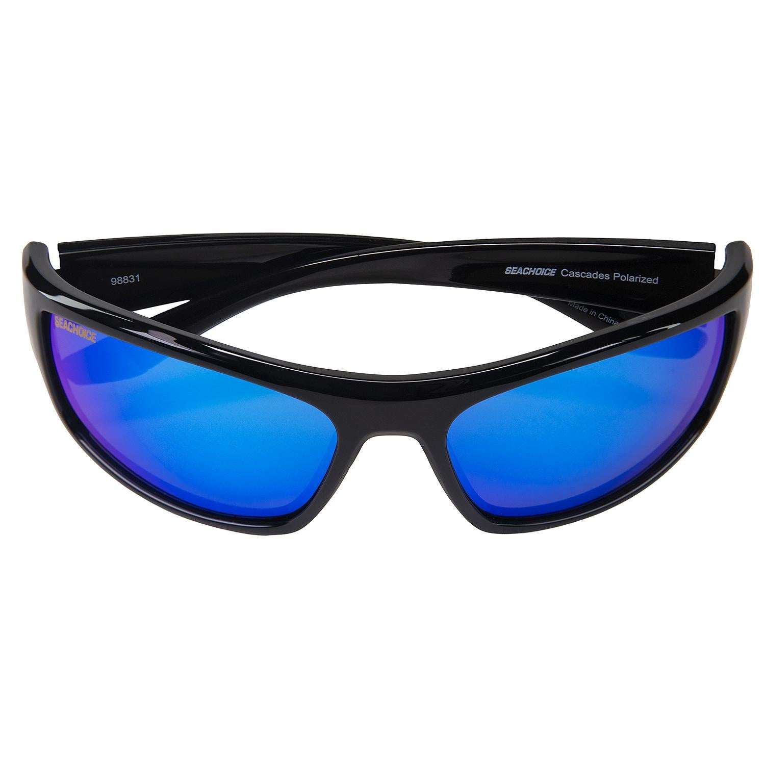 Cascades Polarized Sunglasses, Frame: Shiny Black, Lens: Blue Mirror